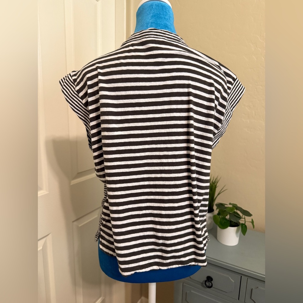 Madewell Soft Black and White Striped Short Sleeve Top - Picture 3 of 6